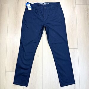 Perry Ellis Portfolio Mens Slim Fit Chino Pants 36x32 Sapphire Blue NWT MSRP $95